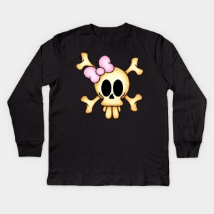 Skull and cross bones female Kids Long Sleeve T-Shirt